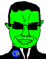 badge central_intelligence_agency clothes glasses green_skin hair lips necktie smile smug subvariant:chudjak_front suit suit_and_tie sunglasses text trend:glowie variant:chudjak // 458x584 // 115.3KB