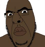 africa african_american angry bbc black_lives_matter blacked brown_skin glasses looking_at_viewer looking_at_you neutral soyjak staring variant:cobson // 968x1024 // 202.5KB