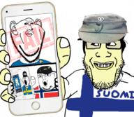 arm black_lives_matter cap clothes country ear fail finland flag flag:finland flag:lgbt_pride_flag flag:norway flag:sweden glasses hand hat holding_object holding_phone iphone islam knowyourswede lgbt military multiple_soyjaks neutral norway open_mouth phone raised_fist_(symbol) recursion smile soldier soyjak star stubble subvariant:phoneplier subvariant:phoneplier_vertical sweden text tshirt variant:impish_soyak_ears variant:markiplier_soyjak variant:norwegian // 680x593 // 367.7KB