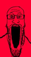 animated distorted glasses open_mouth rainbow soyjak stretched_mouth stubble variant:markiplier_soyjak // 495x900 // 372.1KB