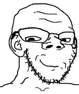 eyebrows glasses merge nose open_mouth smile smug sneaky soyboy splice subvariant:rand subvariant:soyak_(smug) variant:gapejak variant:soyak white_background wojak wrinkles // 632x756 // 18.1KB