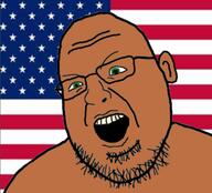brown_skin country ear flag glasses mutt open_mouth soyjak stubble united_states variant:shotjak // 571x516 // 199.4KB