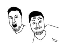 2soyjaks closed_mouth clothes hair mustache open_mouth smile soyjak variant:unknown // 607x437 // 58.0KB