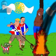 adolf_hitler aryan blue_eyes brown_skin burning cuba dominican_republic fire flag:dominican_republic flag:puerto_rico haiti nigger pepe_the_frog puerto_rico sonnenrad stubble subhumano swastika tattoo total_nigger_death variant:bernd variant:chudjak variant:cobson white_skin yellow_hair // 1200x1200 // 1.6MB