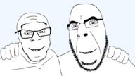 2soyjaks arm_behind_back de_anti_aliased friendship glasses hair hand restoration series:trios_&_duos smile soyjak stubble teeth template transparent_background variant:cobson variant:feraljak // 1920x1080 // 43.0KB