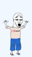 animated arm clothes ear excited glasses hand hands_up i_heart_nigger i_love jump merge open_mouth soyjak stubble subvariant:chudjak_soy tshirt variant:chudjak variant:shirtjak // 675x1200 // 235.1KB