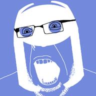blue_background blue_skin clothes discord glasses hat helmet inverted logo open_mouth soyjak stubble variant:cobson // 721x720 // 50.6KB