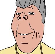 eyes grandma grey_hair hair napoleon_dynamite necklace smile subvariant:wholesome_soyjak teeth variant:gapejak wrinkles yellow_shirt // 718x706 // 10.8KB