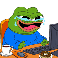 amphibian animal blue_shirt chair clothes coffee computer crying cup donut frog frosting green_skin hand kek keyboard laughing lips monitor mouse mug nas nas:pepe open_mouth pepe pepe_the_frog plate sitting sprinkles subnas:apu table tongue transparent_background // 1200x1200 // 974.6KB