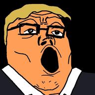 clothes donald_trump open_mouth orange_hair orange_skin suit variant:tony_soprano_soyjak // 600x600 // 87.2KB