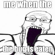 eat_the_bugs glasses hand open_mouth pointing stubble variant:markiplier_soyjak // 192x192 // 43.4KB