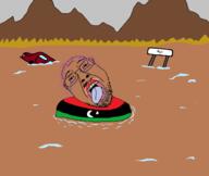 arab arabic_text bloodshot_eyes brown_skin car clothes country crescent crying dead flag flood glasses libya lipstick mountain open_mouth purple_hair sand sign soyjak star stubble tongue tranny variant:bernd water yellow_teeth // 2218x1872 // 61.7KB