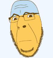 closed_mouth emoticon fearful frown glasses lowered_eyebrows series:soymoji soyjak stubble variant:cobson worried yellow yellow_skin // 775x849 // 38.0KB