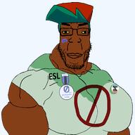 award badge body boyfriend_(friday_night_funkin') buff cap clothes discord discord_logo_facial_mark esl flag:minor_attracted_person flag_pin green_hair happy hat joke mge neutralplier_award red_hat slopjak smile smug subvariant:chudplier sweating text variant:chudjak variant:markiplier_soyjak yellow_sclera // 2048x2048 // 79.1KB