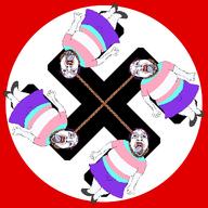 animated arm balding flag full_body glasses hanging leg loop nazism noose open_mouth soyjak stubble swastika tranny variant:bernd // 1200x1200 // 279.4KB