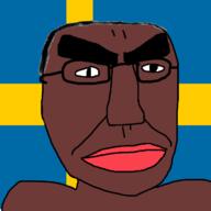 black_skin flag glasses soyjak subvariant:dean sweden variant:chudjak // 1200x1200 // 75.7KB