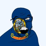 angry flag flag:idaho glasses idaho looking_at_you open_mouth soyjak state stubble text transparent_background united_states variant:feraljak // 1500x1500 // 330.3KB