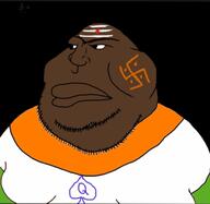 bindi black_skin clothes flag:india forehead_lines hair hindu india indian meta:tagme queen_of_spades shitskin soyjak stubble swastika variant:meximutt // 643x625 // 90.3KB