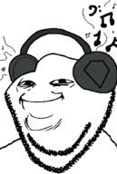 glasses headphones music musical_note smile soyjak stubble variant:impish_soyak_ears yoba_face // 598x893 // 20.5KB