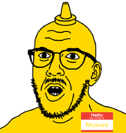 bald beard ear glasses hello_my_name_is_(sticker) looking_at_you moustache mustard mustard_(user) stubble transparent_background variant:scientolojak yellow_skin // 681x720 // 16.1KB