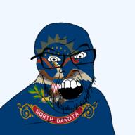 angry animal bird eagle flag flag:north_dakota glasses hair holding_object latin_text looking_at_you mustache north_dakota open_mouth soyjak star_(symbol) state stubble teeth text transparent_background united_states variant:feraljak // 1500x1500 // 487.9KB
