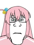 anime blue_eyes bocchi_the_rock closed_mouth clothes glasses gotou_hitori hair neutral pink_hair soyjak subvariant:neutralplier variant:markiplier_soyjak // 600x800 // 141.2KB