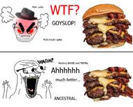 bacon beef carbs cheese diet fast_food fedora goyslop hamburger insulin keto meat reddit subvariant:wewjak variant:soyak waow yellow_teeth // 1134x917 // 663.2KB