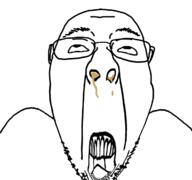 disgusted glasses mucus open_mouth soyjak stubble variant:bernd // 1200x1125 // 240.0KB