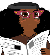 beanie blush brown_eyes clothes glasses hair hand hat holding_object looking_at_you necklace neutral newspaper subvariant:soyniqua transparent_background variant:soytan // 775x849 // 143.9KB