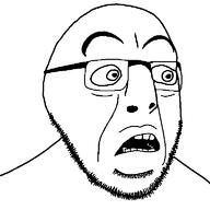 alternate glasses open_mouth scared soyjak stubble variant:cobson // 768x768 // 16.0KB