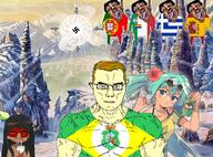 agartha anime anime_female brazil brazil_flag brazilian_miku glowing greece hatsune_miku hyperborea kuruminha portugal shitaly shitskin sonnenrad spain subvariant:brunetto subvariant:chudjak_front subvariant:muscular_chud swastika variant:chudjak // 1000x738 // 1.5MB