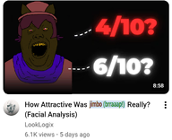 black_skin brown_lips brown_skin clothes face fat hair happy hat jimbo_(namefag) jimbo_(user) meta:namefags mouth_open niko_(oneshot) obese purple_hair red_eyes scarf smile soyjak thumbnail variant:alicia yellow_teeth youtube youtube_thumbnail // 577x468 // 104.8KB
