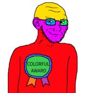 award colorful glasses soyjak stubble subvariant:soyak_(smug) variant:soyak // 600x600 // 62.7KB