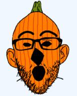 ear glasses hair halloween jack_o_lantern open_mouth orange_skin plant pumpkin soyjak stubble transparent transparent_background variant:nojak // 205x255 // 15.9KB
