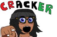 beanie blue_eyes blush brown_skin clothes cracker female glasses hair hand hat open_mouth pointing pointing_at_viewer soyjak text variant:soytan // 589x380 // 18.1KB