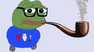 amphibian frog glasses i_love nas:pepe pepe_the_frog pipe smile smoking soyjak stubble variant:cobson // 2675x1490 // 817.5KB