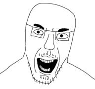 glasses mustache open_mouth soyjak stubble variant:unknown // 558x521 // 4.6KB