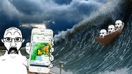 apocalypse boat ear flood glasses hand holding_object holding_phone irl_background looking_at_you phone scared stubble subvariant:doctos subvariant:doctos_front tsunami water wave // 994x558 // 877.0KB