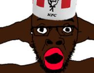 arm black_skin glasses hand kfc lips meme open_mouth shocked soyjak stubble variant:shockjak // 252x196 // 41.2KB