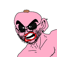 aliased bald black_sclera brimstone_winter ear eyebrows eyes forced gape glasses goku half_body meta:not_oc nuvariant piercing pink_skin pooner red_lips scar screaming soyjak stubble tranny upper_body variant:cobson variant:unknown white_background // 1025x1025 // 151.7KB