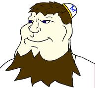 aryan aryan_beast beard blue_eyes brown_beard brown_hair jewish_hat jewish_star judaism judeo_aryan kike star_of_david subvariant:mexiaryan variant:meximutt white_shirt white_skin // 687x637 // 61.4KB