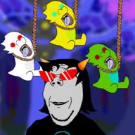 4soyjaks ack closed_mouth clothes dragon execution glasses grey_skin hair hanging homestuck horn open_mouth plush rope scalemates smile soyjak stubble subvariant:wholesome_soyjak terezi_pyrope tongue tree troll_(homestuck) variant:bernd variant:gapejak yellow_teeth // 1500x1500 // 831.8KB