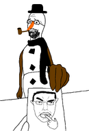 bromine_(namefag) carrot clothes finger glasses goot_(zoophile) hand hat meta:namefags raised_eyebrow scarf smoking_pipe snow snowman stubble subvariant:pol_face thinking top_hat variant:bartender variant:chudjak // 1536x2277 // 131.7KB