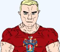 arequipa arm aryan blond blue_eyes clothes flag separatism subvariant:chudjak_front subvariant:muscular_chud variant:chudjak vein white_skin // 1059x929 // 132.6KB