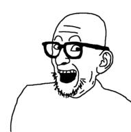 bald glasses homer_flynn old open_mouth soyjak stubble template the_residents variant:flynnjak wrinkles // 676x678 // 23.6KB