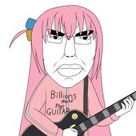 anime bocchi_the_rock glasses gotou_hitori guitar its_over pink_hair soyjak text variant:chudjak // 4000x4000 // 1.1MB