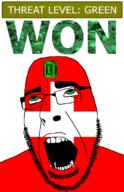 ahegao country emerald flag flag:switzerland gem glasses green green_eyes hair looking_up open_mouth schlog_color_event soyjak soyjak_blog stubble switzerland teeth text threat_level_green variant:cobson won // 721x1115 // 137.8KB