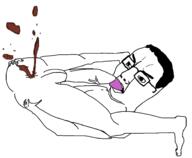 arm autofellatio blowjob bwc chud full_body gay glasses hair hand leg meta:pornographic_content nsfw open_mouth penis poop soyjak testicles variant:chudjak vein // 1888x1556 // 177.5KB