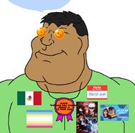 Warrior-Z(user) award brown_skin dragon_ball gay green_shirt hair hello_my_name_is_(sticker) juan jujutsu_kaisen map_(pedophile) mexico pedophile speech_bubble subvariant:mexiaryan variant:meximutt // 886x872 // 202.2KB