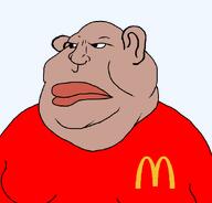 amerimutt clothes ear fat gynaecomastia mcdonalds mutt mutt_lips obese red_lips red_shirt tan_skin variant:meximutt // 888x849 // 15.1KB